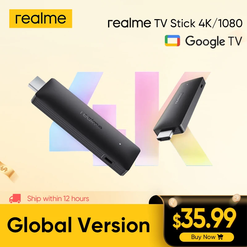  Global Version realme 4K Smart Google TV Stick Voice Control Remote Android TV Stick Google Assistant Netflix Chromecast TV Box 
