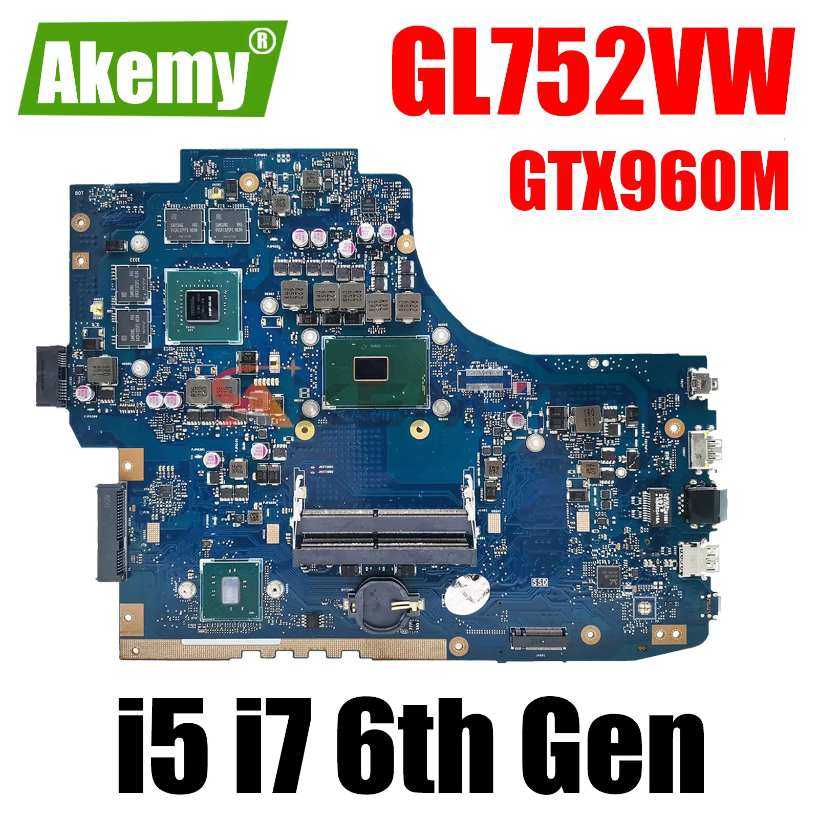 Материнская плата Akemy GL752VW Материнская плата ASUS GL752VL GL752VWM GL752VLM ZX70V FX71PRO для ноутбука I5 I7 6-го поколения GTX960M, видеокарта