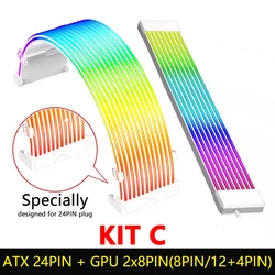 Jumpeak Flexible RGB LED Light Strip for Computer Power Supply and Cables (White Kit C)