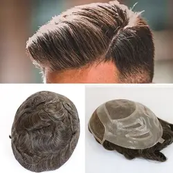 Male Hair Prosthesis Mono & Pu With Lace Front Breathable 100% Real Human Hair Toupee Men Wig Exhuast Systems Wig For Men