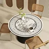 JY1210 Round Table Mat Waterproof Oil Resistant Washable Circular Coffee Table Mat with High-end Leather Silicone Tablecloth 6
