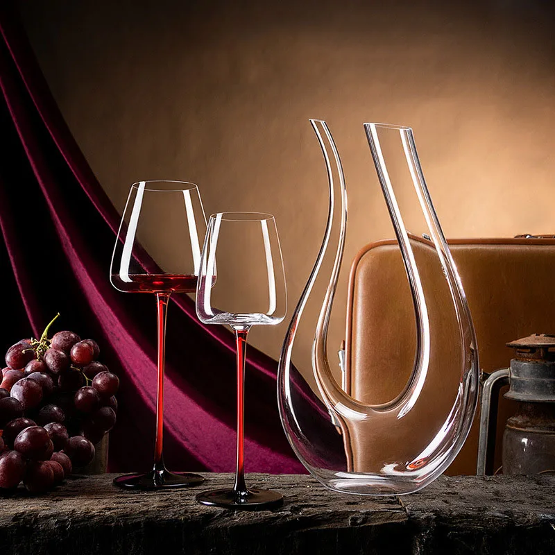 Luxury Wine Glasses Set High Leg Crystal Wine Glass Champagne Whiskey Drinkware Goblet Bar Cups Crystal Glass Decanter