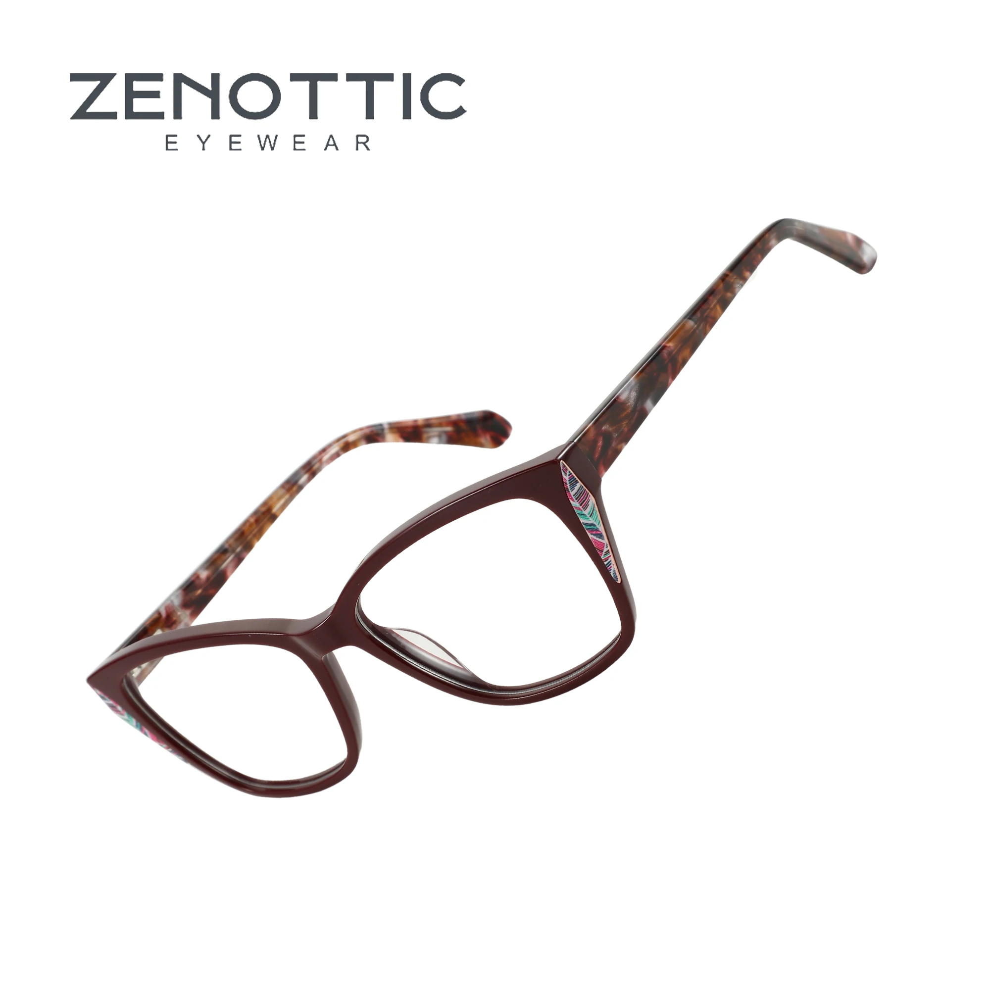 ZENOTTIC New Fashion Acetate Optical Frames Acetate Rectangular No Degree Trend Square Women's Eyeglasses