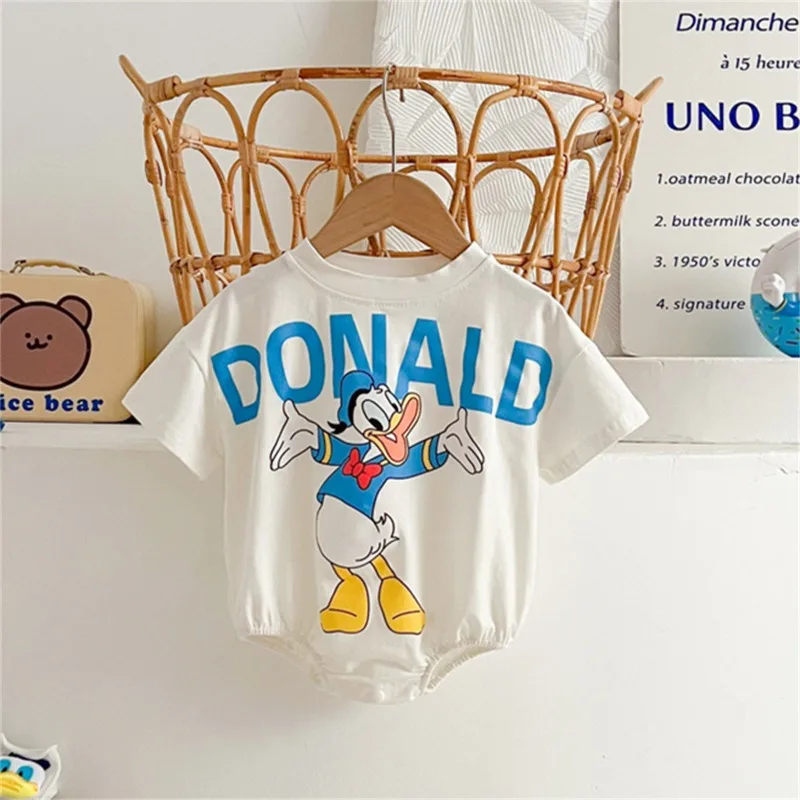 Baby Girl Boy Jumpsuit Romper Sock Hat Newborn Clothes Set Cotton Cartoon Daisy Donald Duck Infant Toddler Bodysuit Outfit K618 4