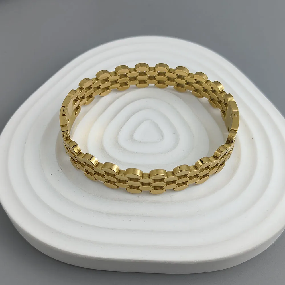 Bangle Bracelet Stainless Steel Bracelet honeycomb hollow gold-plated stainless steel bracelet waterproof silver bracelet couple jewelry