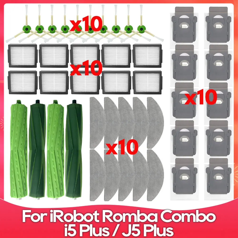 Compatível com Irobot Roomba Combo i5 I5+ j5 j5 Plus Peças de Reposição Acessórios Principais Escova Lateral Filtro Mop Bolsa de Poeira