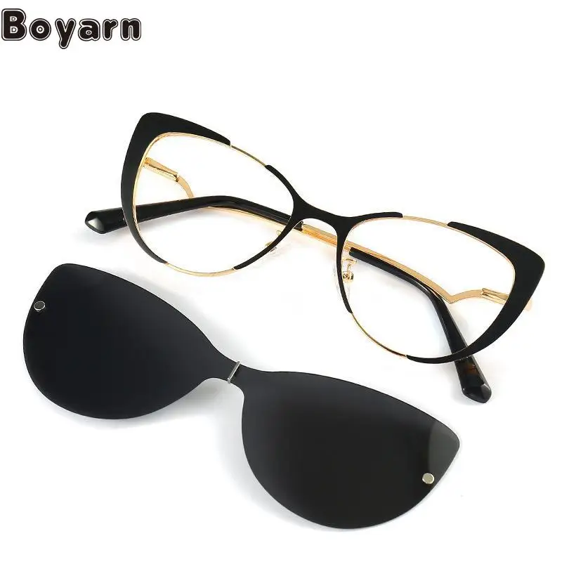 

Foreign Trade Cross Border New Cat's Eye Men's And Women's Sunglasses Two-in-one Polarized Sunglasses Myopia Magnet Glasses Fram