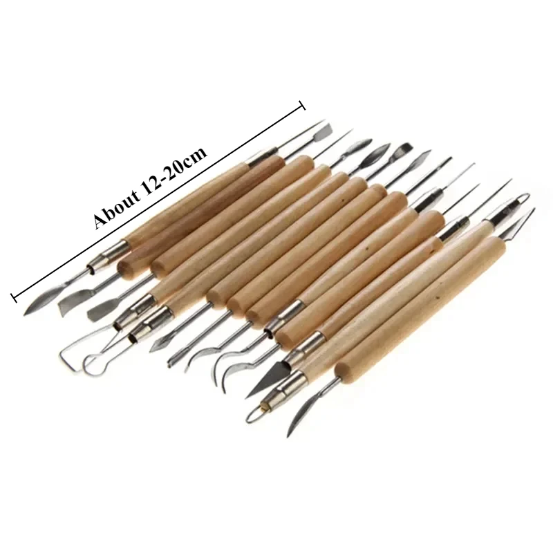2 Couteaux De Modelage En Acier Inoxydable - Manche En Bois, Longueur 21 Cm | Outils Pour Sculpture Argile, Poterie, Cire, DIY Artistique, Précision