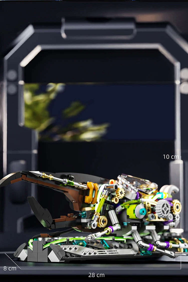 862PCS Glowing Beetle Building Blocks Jointed Wings Movable Mechanical Insect Model Bricks Puzzle Toys Children's Holiday Gifts