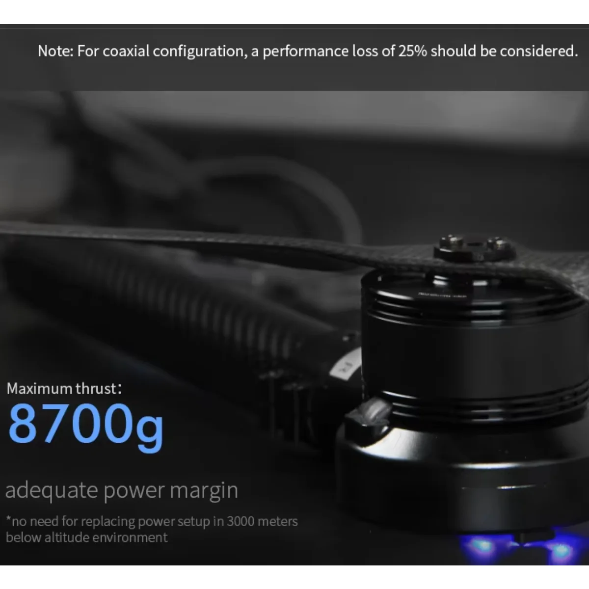 Moteur drone avec Position Lock, câbles et connecteurs visibles, prêt à installer.