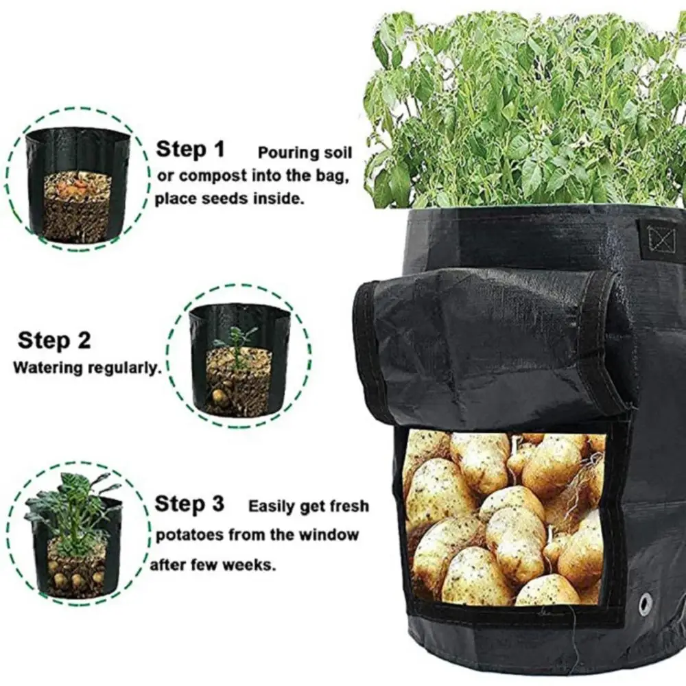 home garden indoor gardening outdoor garden hdpe planter bags fresh  vegetables growing bags for home plant bags grow bags - 7 years long  life-pack 3