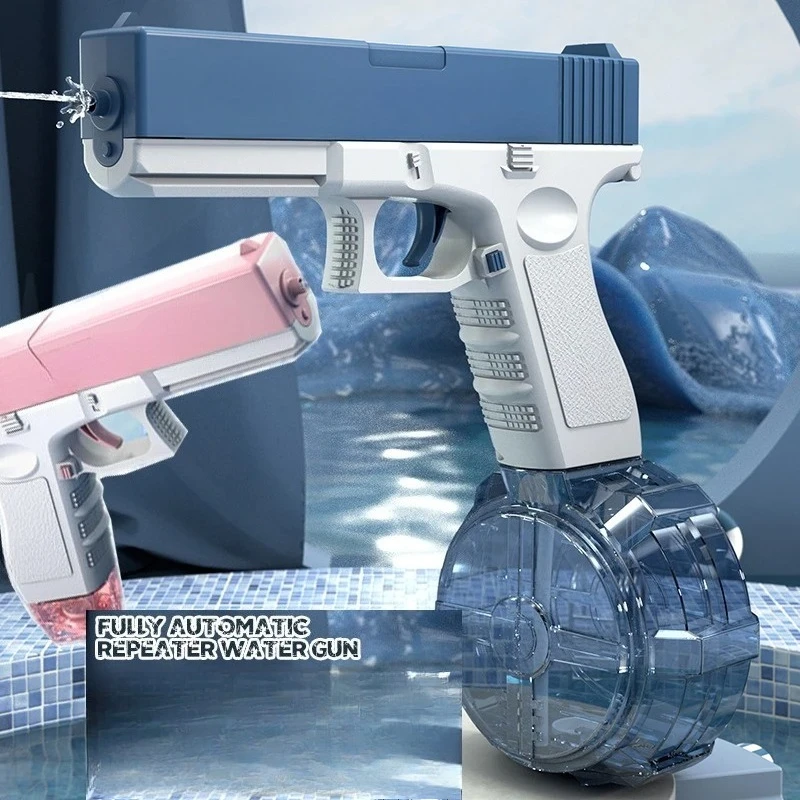 Automatic Electric Water Gun Rechargeable Long Range Water Blaster for Beach Pool Backyard Battles Adults Kids Summer Toy