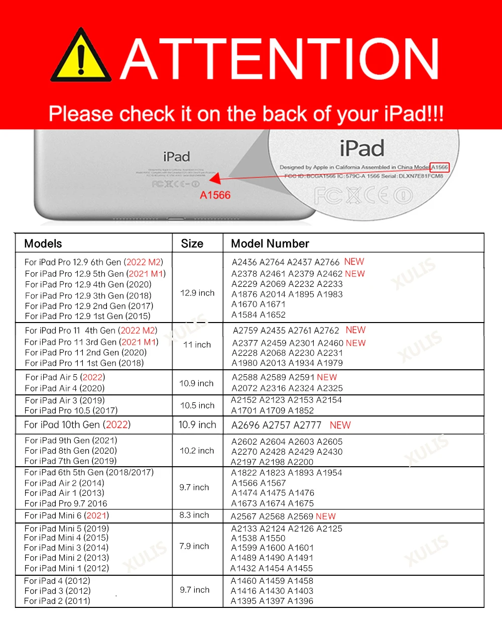 iPad Air 2, 3, 4, 5, 10.2, 6, 7, 8, 9, 10ª Geração, 2016