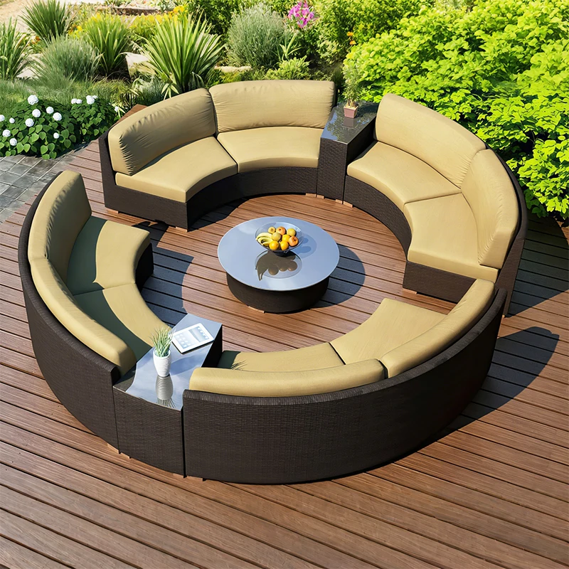 Offerta Speciale: Set Divano da Esterno in Rattan Intrecciato Impermeabile per Tutte le Stagioni, Mobili da Giardino e Patio - immagine 2