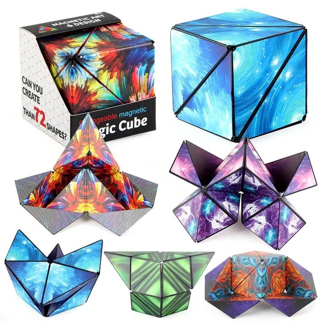 Variety Geometric Changeable Magnetic Magic Cube Anti Stress 3D Hand Flip Puzzle Cube Kids Stress Reliever Fidget Toy 5