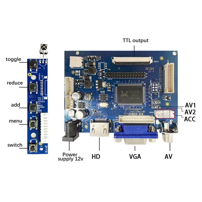 7 ġ 1024x600 IPS LCD ÷,   AV + VGA + HDMI ȣȯ DIY ŰƮ ,   2/3  
