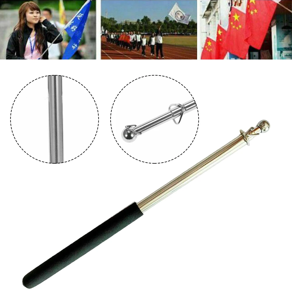 Telescopic Flagpole 1.6M Stainless Steel Sponge Handle Portable Flag Waving Teaching Pointer