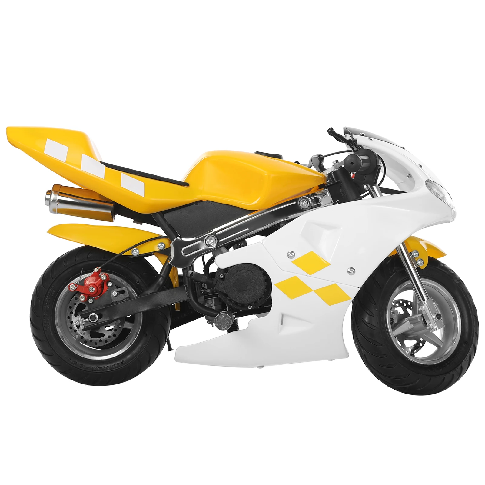 49cc 2 Stroke Pocket Bike, Mini Motorcycle for Kids, Gas Pocket Motorbike with Strong Dual Brake, Racing Max Speed 20Mph