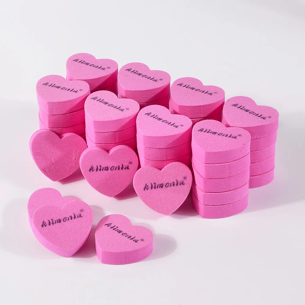 100PcLotnailfile180MiniPinkHeartSpongeFileDoubleSideTrimmer