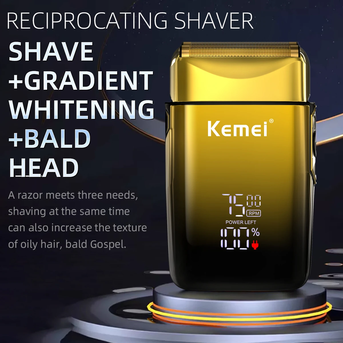Kemei 75 RPM Electric Shaver Professional Hair Razor Rechargeable Beard Trimmer Shaving Cutting Machine For Men_voghion.com