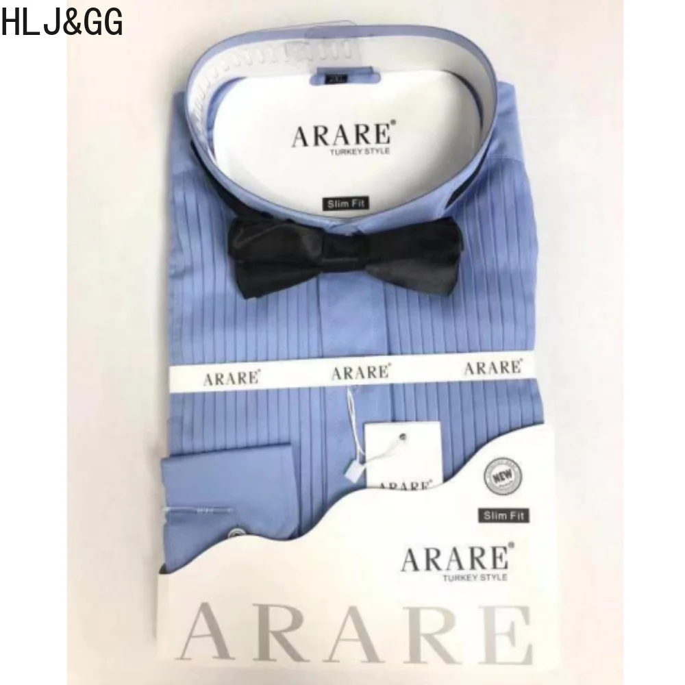 

HLJ&GG Men Fashion Slim Stripe Shirt Casual Solid Lapel Long Sleeve Shirts Gentlemanly Style Dress Shirt For Dinner Party New