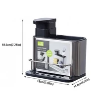 3-in-1 สแตนเลสสตีลเครื่องจ่ายสบู่ฟองน้ําผู้ถือช้อนส้อมจัดเก็บอ่างล้างจานถาดกันสนิม Drainer Rack 6