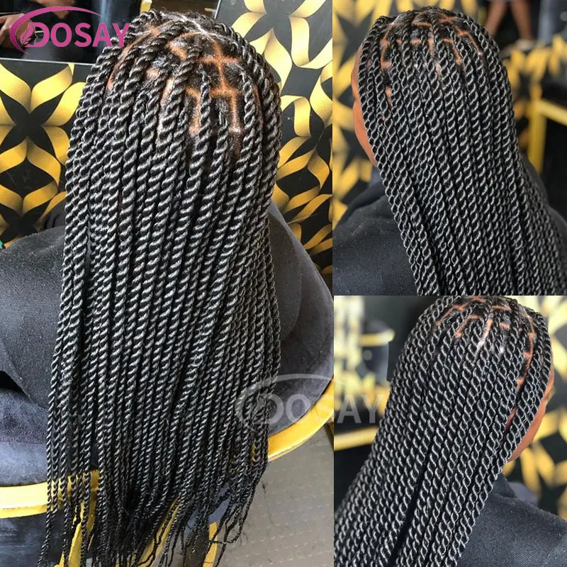 

36 Inch Box Senegalese Twist Braided Wigs Knotless Synthetic 360 Full Lace Front Braids Wigs With Baby Hair For Black Women