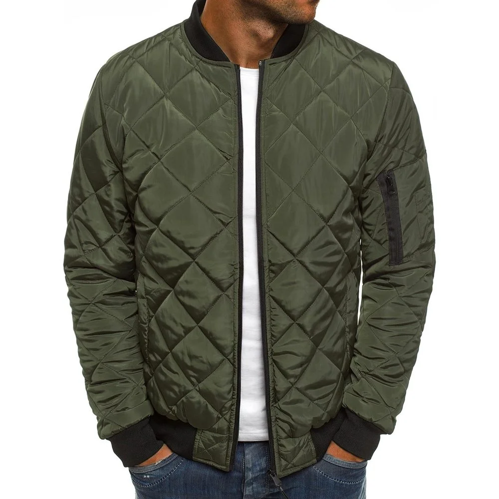

Autumn And Winter Men Puffer Jacket Coat Plaid Cotton-padded Clothes