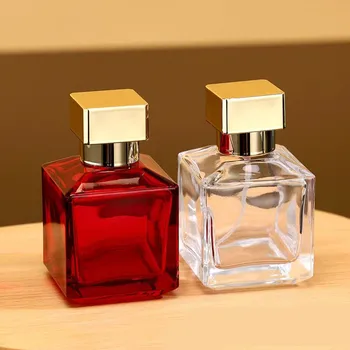 50ml Clear Glass Perfume Bottles Spray Bottles Empty Square Bottles Transparent Perfume Bottle Travel Essentials 1