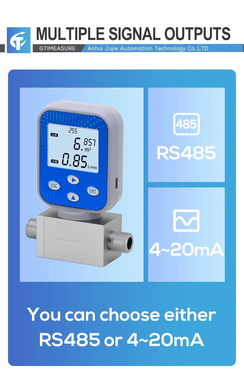 High Precision Gas Measuring Flowmeter Wide Range Aluminum Alloy Digital Thermal