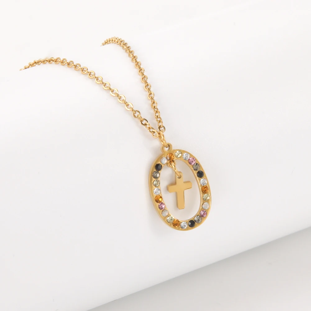 SkyrimStainlessSteelCrossPendantNecklacewithShiningColorful