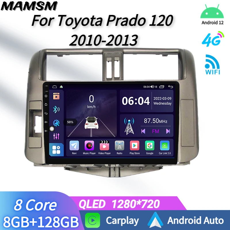 

2 DIN Stereo Head Unit Automotive Multimedia Player For Toyota Prado 2010-2013 Car Radio With Android Screen Carplay Bluetooth