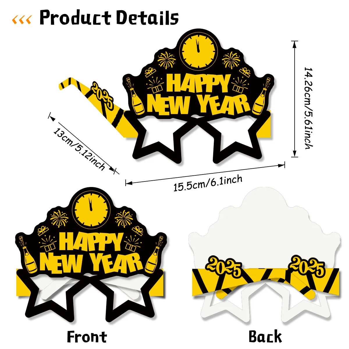 New Year's Party Weird Photo Props,Happy New Year Paper Glasses, Year's Eve Party Glasses Decoration,8pcs