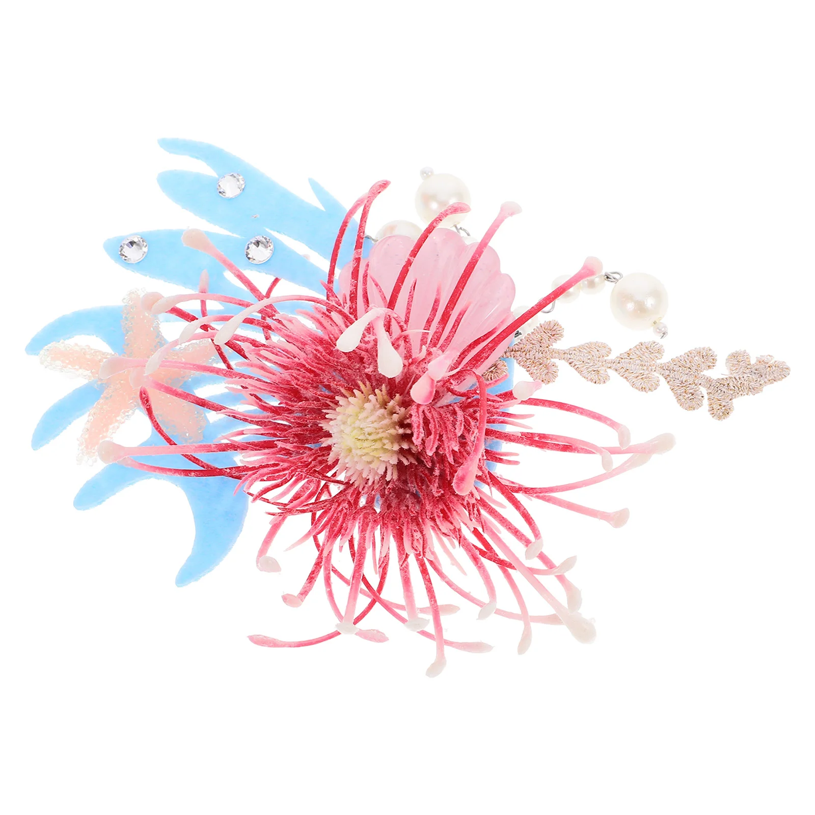 

Flower Hairpin Girl Clips Claw Accessories The Flowers Seashell Fabric for Girls Travel Women's