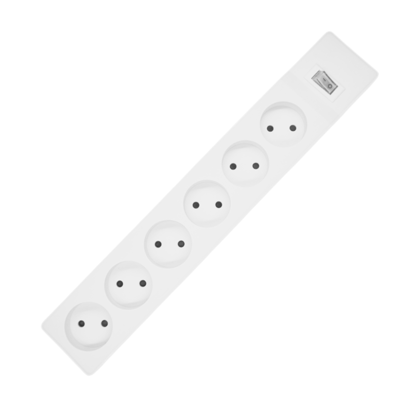 Electrical 6 gang extension socket without grounding/europe power strip 6 gang 2 pin socket with switch