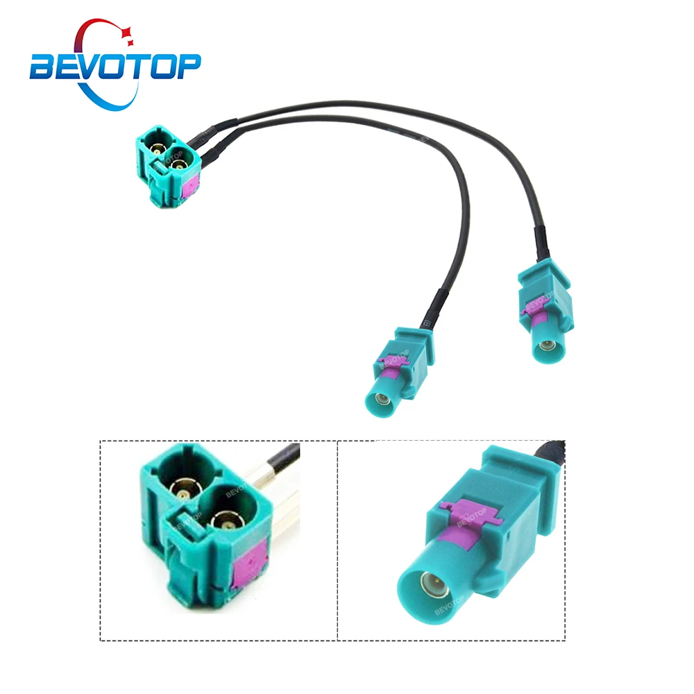 Bevotop Dupla Fakra Divisor Cabo Plugue Macho para Twin Fêmea Ângulo Direito Jack Rádio Antena Adaptador Trança para Carro Rg174 Cabo