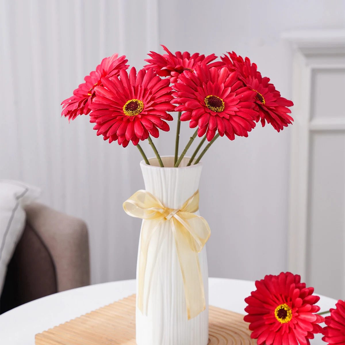 1 Stück/6 Stück, bunte Gänseblümchen, künstliche Blumen, Raumdekoration, künstliche Blumendekoration, Hochzeitsdekoration, Brautstrauß – Detail 4