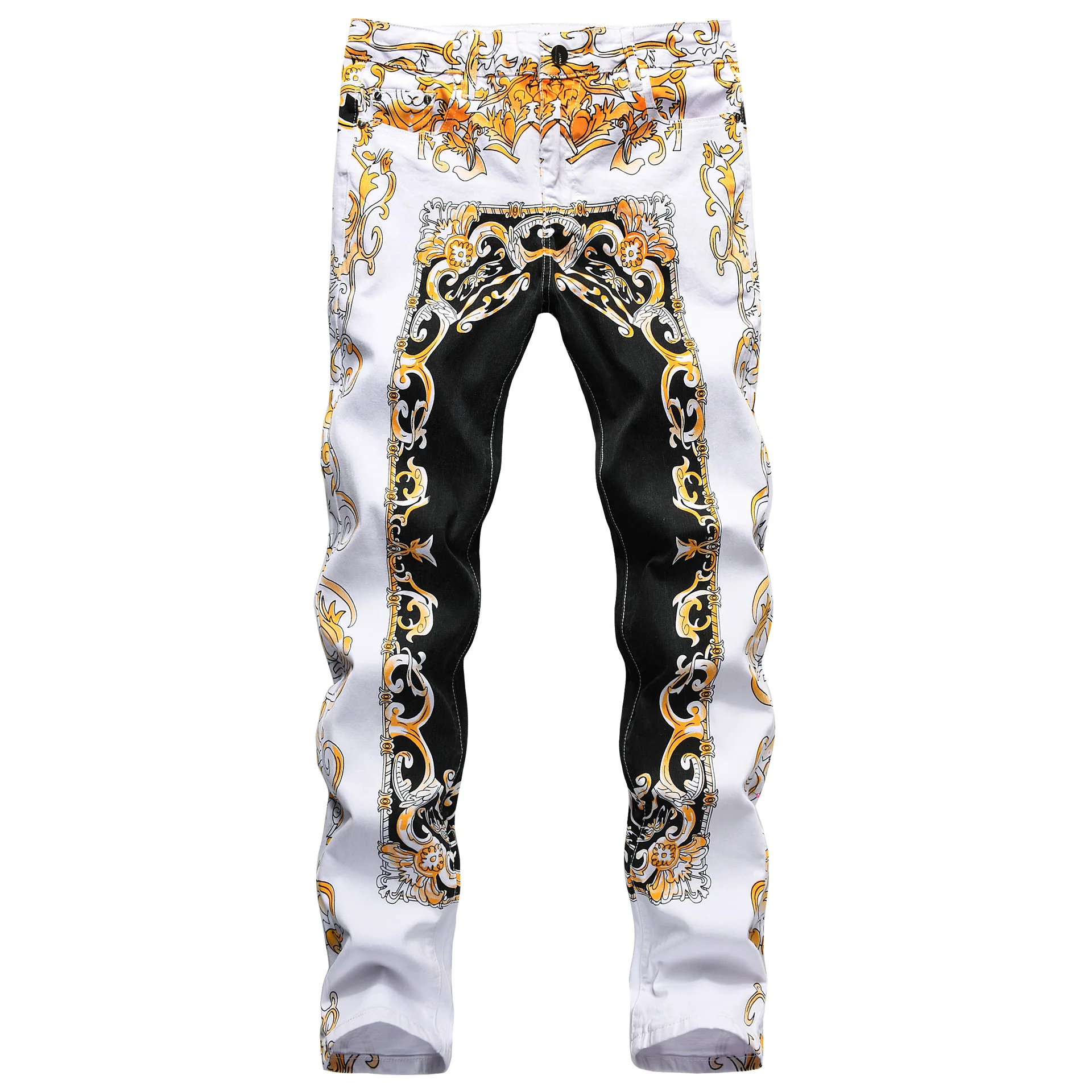 

2023 New Men British Style Printed Jeans Fashion Casual Street Biker Slim Sexy Designe Men's Denim Pants Luxury Clothing Trouser
