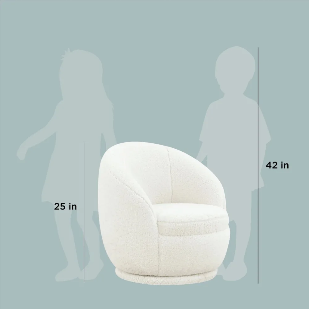 Better Homes & Gardens Mira Kids Swivel Chair, Cream Faux Shearling 4