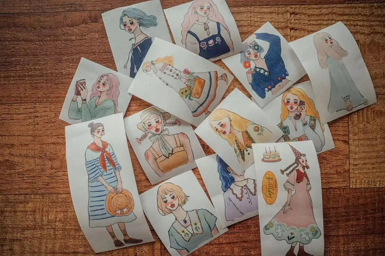 La Dolce Vita Studio 빈티지 백 꽃의 노래2 카드 제작용 Washi 테이프 DIY Scrapbooking 계획 스티커