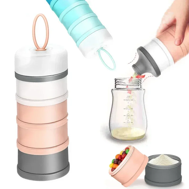 

4Layer Baby Food Storage Containers Infant Stackable Milk Powder Box Formula Dispenser Portable Toddler Kids Snacks Container