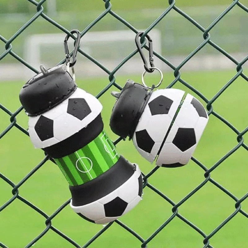 Foldable Football/basketball Silicone Water Bottle, Children/student Outdoor Sports Water Bottle. Supports Mass Customization