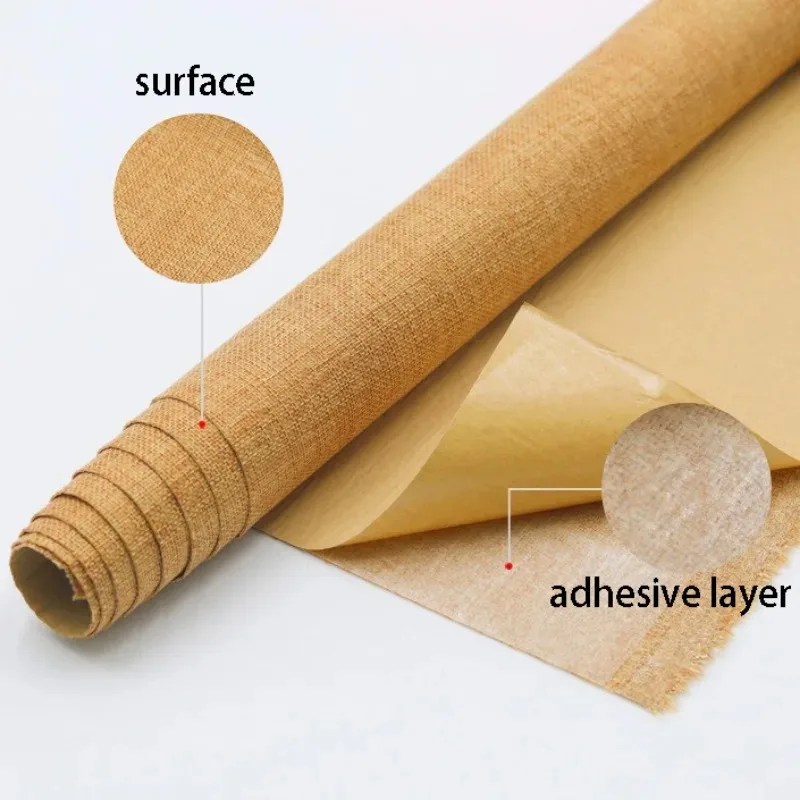 Self Adhesive Linen Fabric for Furniture Protector Renovation Decoration Multi-color Linen Fabric Patches Linen Back Glue Cloth linen repair patch