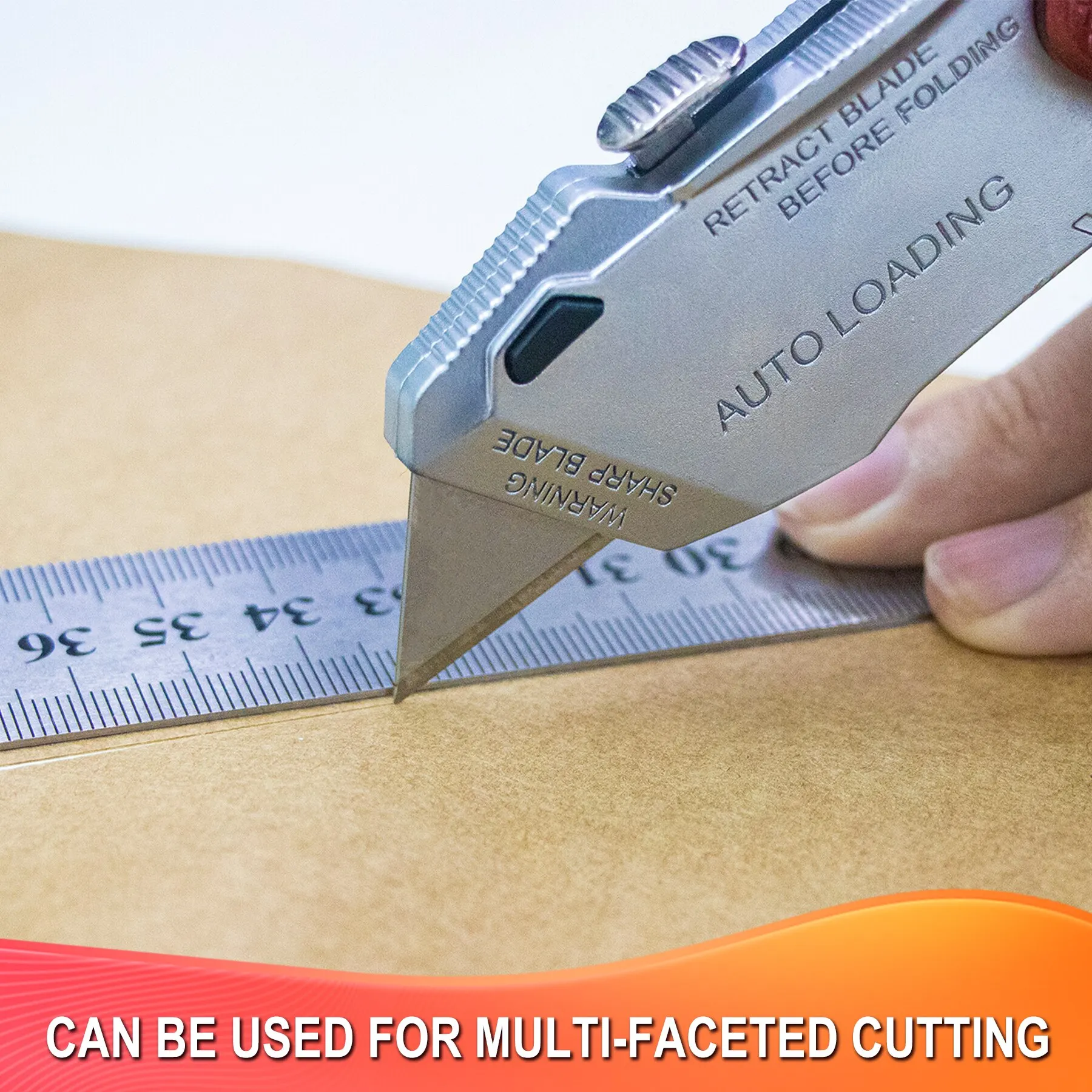 Folding Utility Knife Autoloading Replaceable Locking Blades for Cable Cartons Carboard Boxes Outdoor Tool