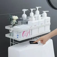 Over The Toilet Shelf Toilet Storage 1Tier Bathroom Organizer Shelves,Multi-function Paper Holder Basket No Drilling Space Saver 2