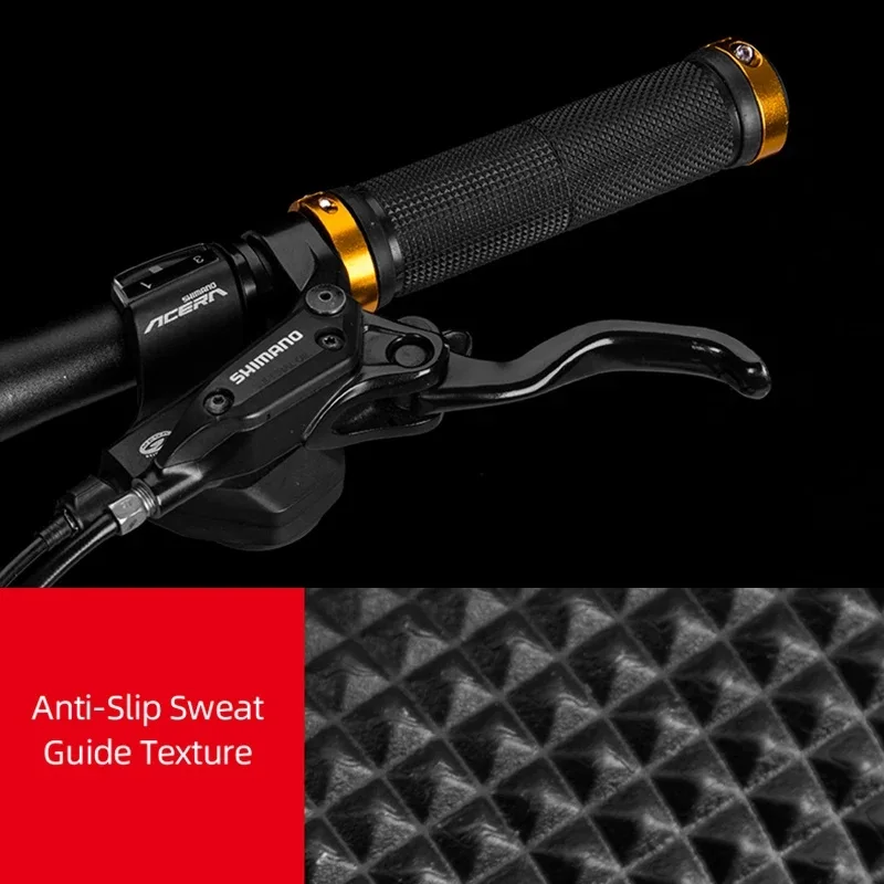Bicycle handlebar grips rubber anti-skid MTB alloy cuffs bilateral lock bicycle handle accessories