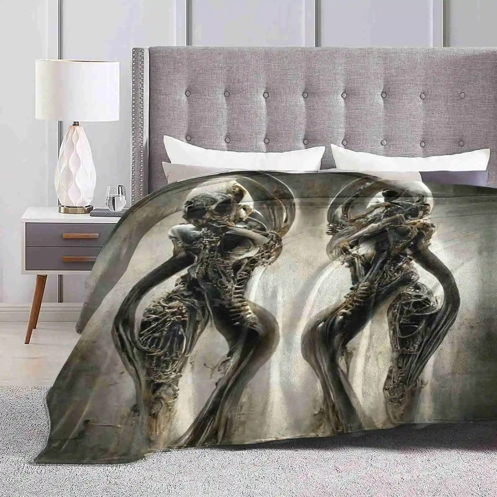 Ballerini Biommeccanici-Alien Head To Head-Promethean Tech Mech Trend Style Funny Fashion Soft Throw Coperta Aliens Alien Guitar