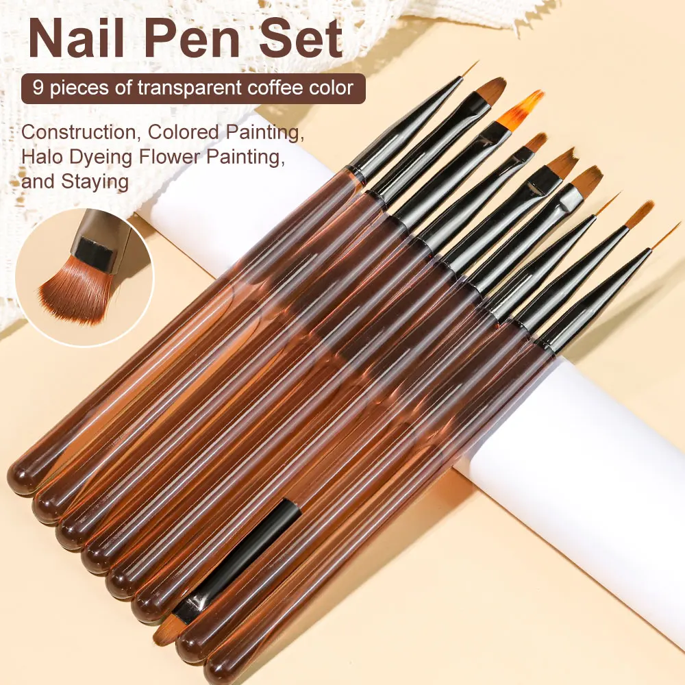 UV Gel Nail Brush Liner DIY Painting Pen Manicure Acrylic Drawing Brush for Nail Art Design Nails Tip Display Painting Tool 9PCS nail art pen manicure brush paint brush nail art brush