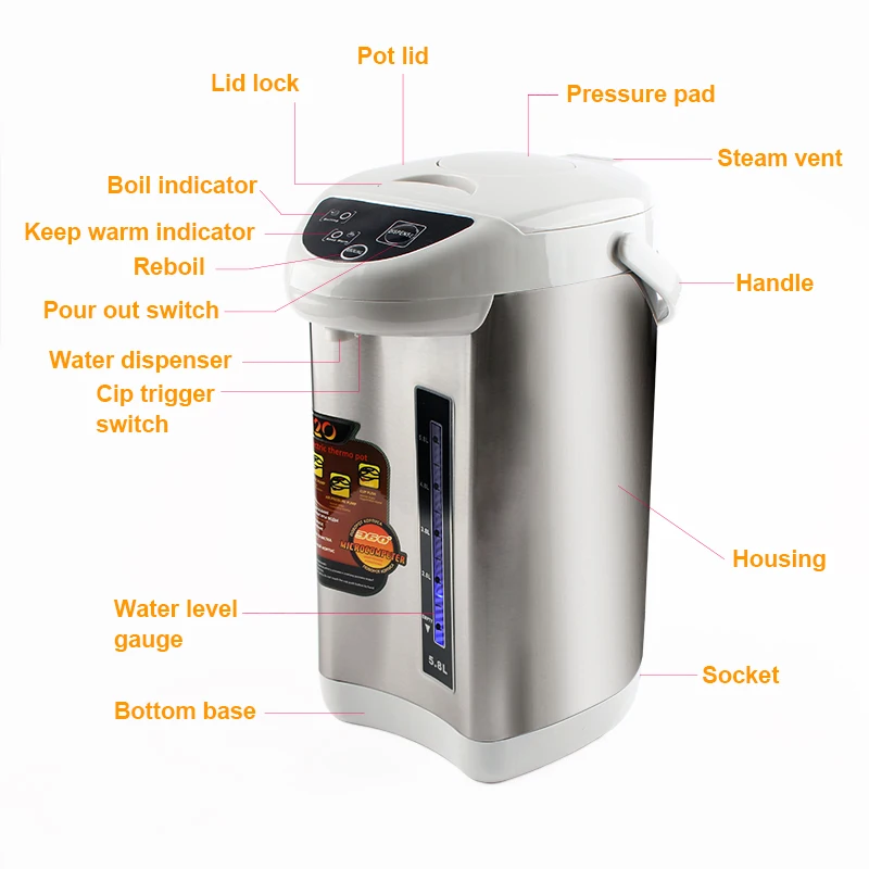 DMWD 110V/220V Electric Thermo Pot Kettle Air Pressure Heating Hot Water Boiler 5.8L Bottle Thermal Insulation Dispenser Heater
