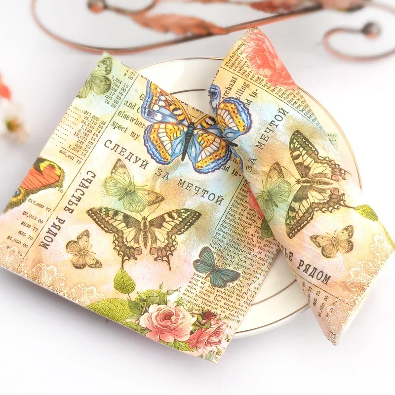 20pcs 33cm 2Ply Paper Napkins Colourful Butterfly Printing For Banquet